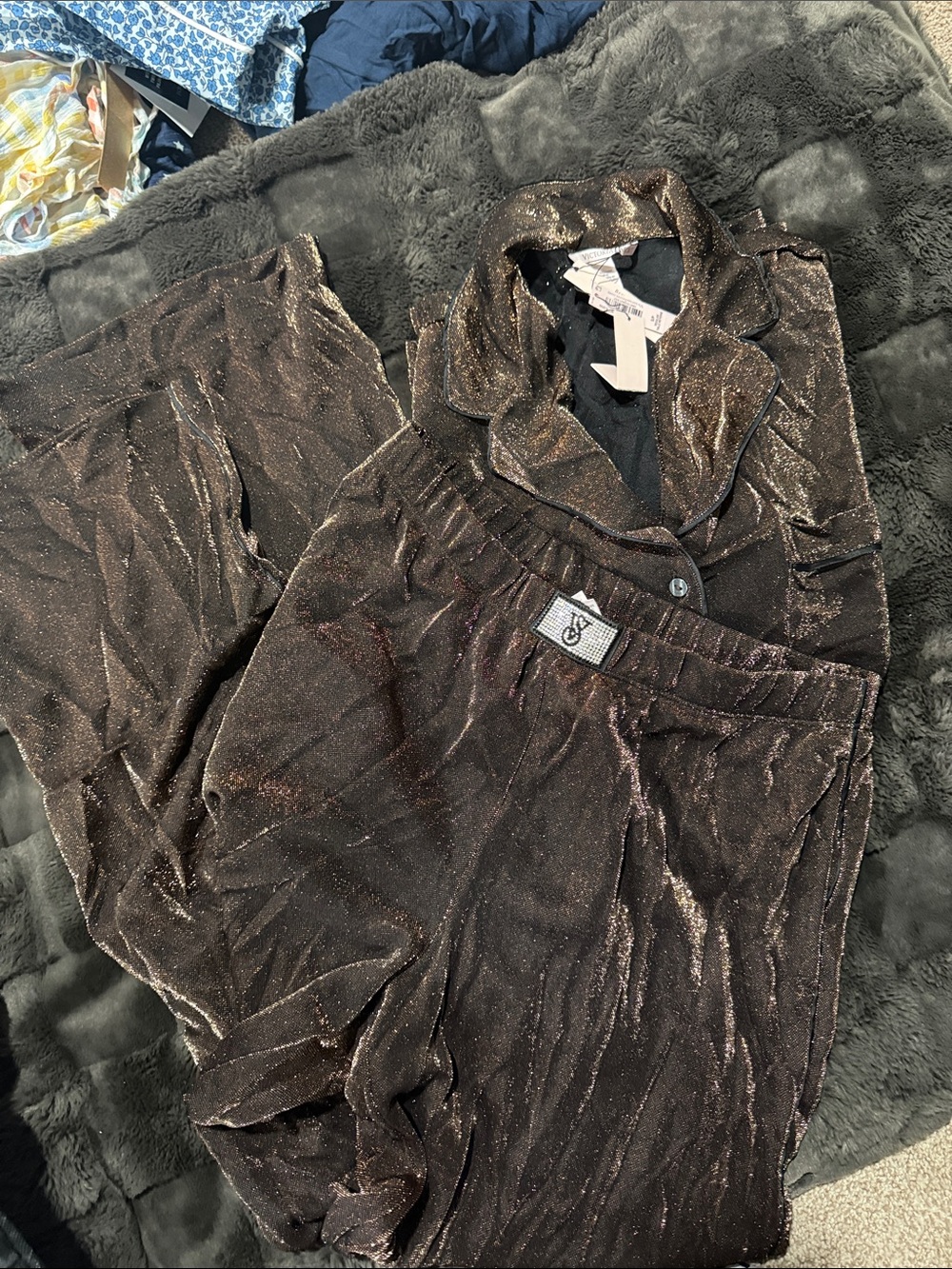 Victoria's Secret Metallic Brown Shimmer Track Pants & Jacket Set